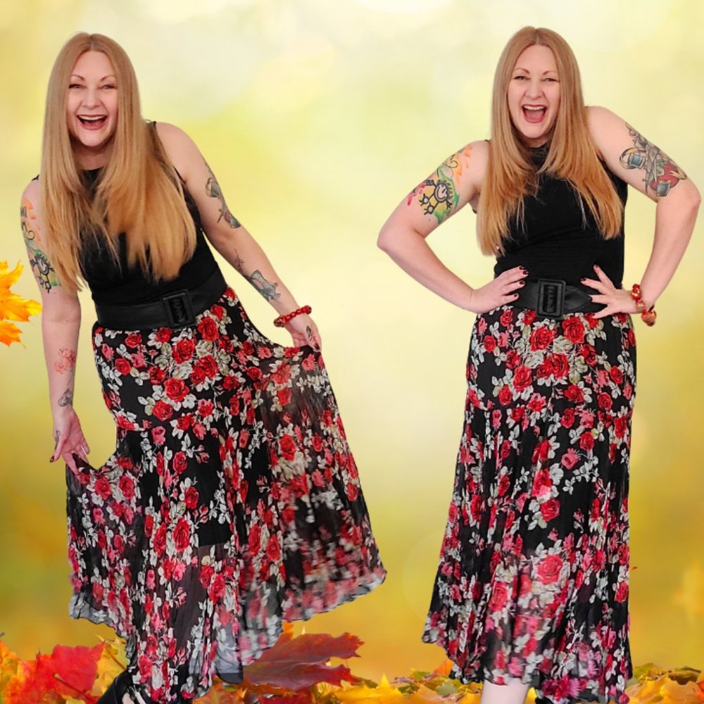 Refashioned Boho Black & Floral Maxidress (M/L)